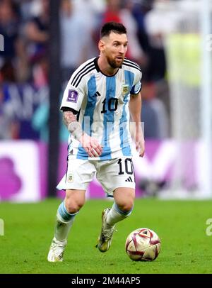 Lionel Messi en Argentine lors de la finale de la coupe du monde de la FIFA au stade Lusail, au Qatar. Date de la photo: Dimanche 18 décembre 2022. Banque D'Images