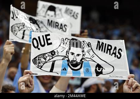 AL DAAYEN - supporters de l'Argentine lors du match final de la coupe du monde de la FIFA, Qatar 2022 entre l'Argentine et la France au stade Lusail sur 18 décembre 2022 à Al Daayen, Qatar. AP | hauteur néerlandaise | MAURICE DE PIERRE Banque D'Images