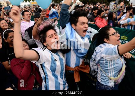 Mexico, Mexique. 18th décembre 2022. Les fans argentins célèbrent l'Argentine comme nouveau champion du monde de la coupe du monde de la FIFA au Festival des fans de la FIFA au Monument à la Révolution . Sur 18 décembre 2022 à Mexico, Mexique. (Credit image: © Carlos Tischler/eyepix via ZUMA Press Wire) Banque D'Images