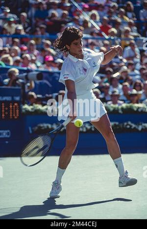 Gabriela Sabatini (ARG) lauréate du Championnat féminin des célibataires à l'USOpen tennis 1990. Banque D'Images