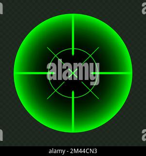 Arme de vue de nuit, fusil de sniper optique oscilloscope. Viseur du canon de chasse avec réticule. Visée, symbole de marque de tir. Affiche de cible militaire, silhouette Illustration de Vecteur