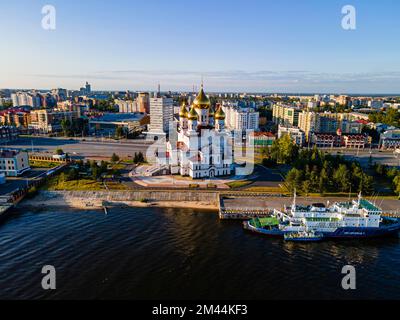 Antenne de la cathédrale de l'Archange, Arkhangelsk, Russie Banque D'Images