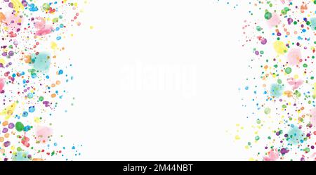 Aquarelle peinture taches et taches bordure, couleurs texture éclaboussures sur fond blanc, espace de copie Banque D'Images