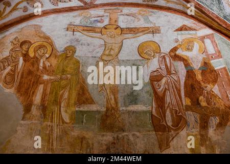 Crypte colorée des fresques, site classé au patrimoine mondial de l'UNESCO Aquileia, Italie Banque D'Images
