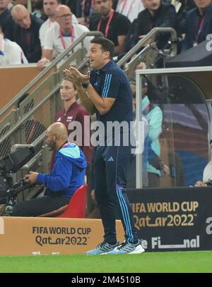 18 décembre 2022, stade emblématique de Lusail, Doha, QAT, Coupe du monde FIFA 2022, finale, Argentine contre France, dans la photo l'entraîneur argentin Lionel Scaloni Banque D'Images