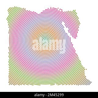 Carte en pointillés de l'Égypte. La forme numérique de l'Égypte. Icône technologique du pays avec points en dégradé. Illustration vectorielle captivante. Illustration de Vecteur