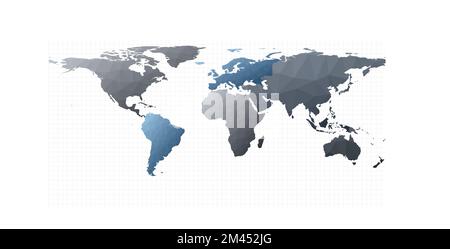 Carte du monde colorée. Projection équirectangulaire. Illustration vectorielle animée. Illustration de Vecteur