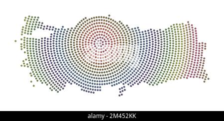 Carte en pointillés de la Turquie. Forme numérique de la dinde. Icône technologique du pays avec points en dégradé. Illustration vectorielle créative. Illustration de Vecteur