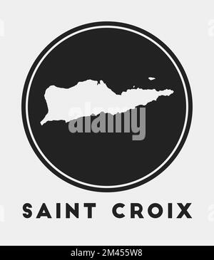 Icône de Sainte Croix. Logo rond avec plan de l'île et titre. Badge Saint Croix élégant avec carte. Illustration vectorielle. Illustration de Vecteur