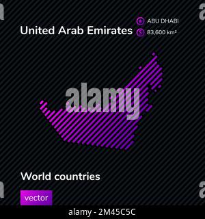 Carte vectorielle des Émirats arabes Unis en violet et noir. Style plat. Bannière éducative, affiche sur les Émirats arabes Unis Illustration de Vecteur