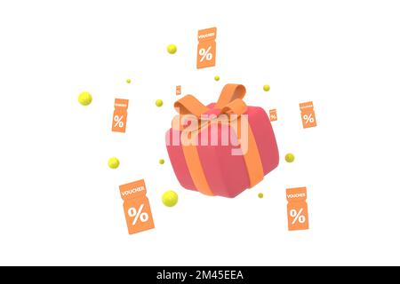 3D. Composition des coupons de vente et des boîtes-cadeaux. Banque D'Images