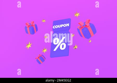 3D. Composition des coupons de vente et des boîtes-cadeaux. Banque D'Images