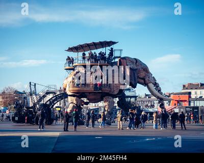 Les gens se sont rassemblés au Grand Eléphant dans un parc de Nantes, en France Banque D'Images