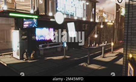 3d représenter l'illustration d'un monde virtuel avec un environnement naturel Banque D'Images