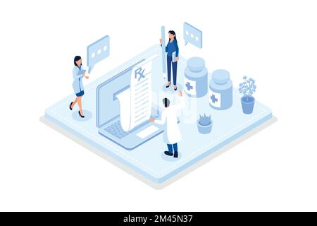 Médical, médecin présentant des services d'assurance maladie, vecteur isométrique illustration moderne Illustration de Vecteur