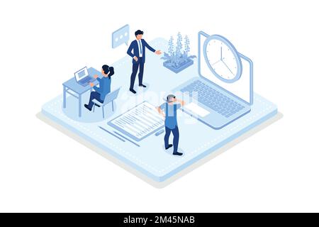 Gestion des affaires, gestion du temps et organisation des horaires concept, vecteur isométrique illustration moderne Illustration de Vecteur