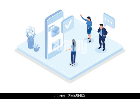 Marketing et promotion par e-mail, concept d'affaires d'e-commerce, illustration moderne vectorielle isométrique Illustration de Vecteur
