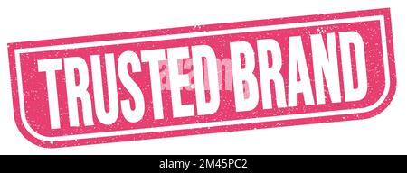 Le texte DE LA MARQUE DE CONFIANCE est inscrit sur l'affiche rose en forme de timbre. Banque D'Images