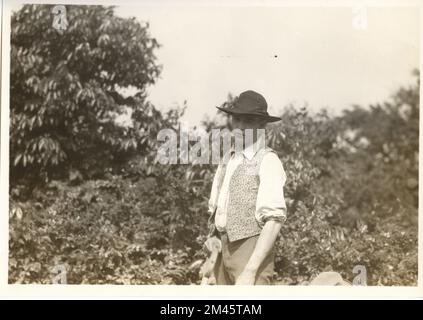 E. F. Allen pendant le tournage de « Travelers Toll ». Légende originale : E. F. Allen - prise pendant le tournage de « Travelers Toll ». J. K. Hillers - 1927. État: Maryland place: Meadows. Banque D'Images