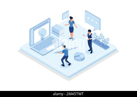 Personnes générant des idées créatives d'affaires, la recherche d'idées, le vecteur isométrique illustration moderne Illustration de Vecteur