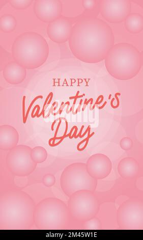 banderole de saint valentin heureuse avec cercles transparents et bulles roses Illustration de Vecteur