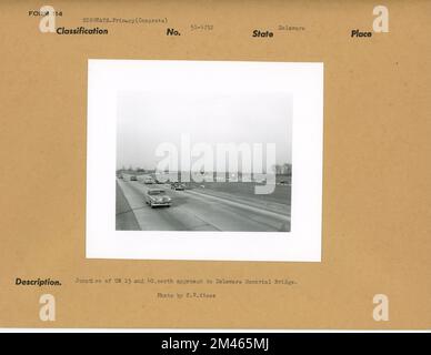 Jonction des États-Unis 13 et 40, approche nord du Delaware Memorial Bridge. Légende originale : jonction des États-Unis 13 et 40, approche nord du Delaware Memorial Bridge. Photo de T. W. Kines. État: Delaware. Banque D'Images