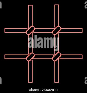 Barres de prison néon grille métallique rouge couleur vecteur illustration image plat style lumière Illustration de Vecteur