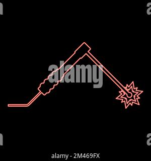 Procédé de soudage au néon étincelle à partir d'une électrode avec chalumeau et outils concept Red color vector illustration image lumière de style plat Illustration de Vecteur