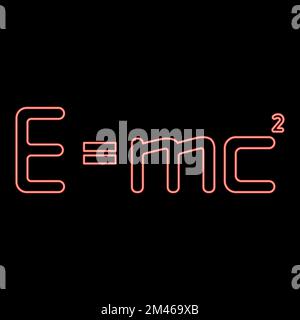 Neon e=mc² Formule d'énergie loi physique E=mc² signe e EQUAL mc 2 concept d'éducation théorie de la relativité rouge couleur vecteur illustration image style plat Illustration de Vecteur