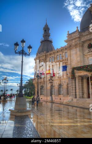 HDR de l'Hôtel de ville dans la ville de Carthagène, région de Murcie, sud-est de l'Espagne, Europe Banque D'Images