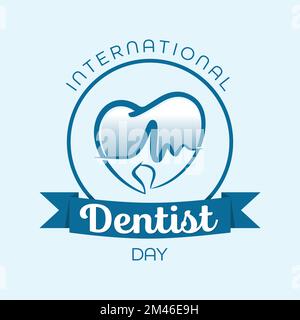Emblème d'arrière-plan de l'illustration du vecteur de jour du dentiste international. Illustration vectorielle Illustration de Vecteur