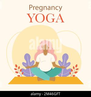 Carte de yoga prénatal avec femme enceinte faisant Illustration de Vecteur