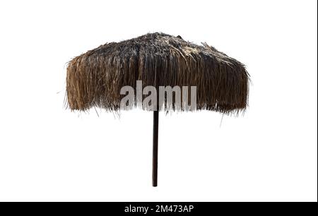 parapluie du soleil des feuilles de palmier.isoler sur un fond blanc Banque D'Images