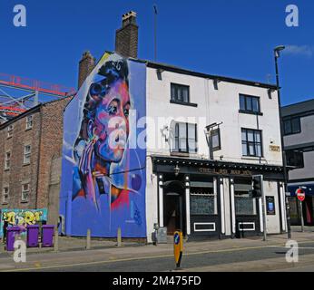 MR Cenz Street art, on Gable End, of Lord Warden, 1F London Road, Liverpool., Merseyside, Angleterre, Royaume-Uni, L3 8HR Banque D'Images