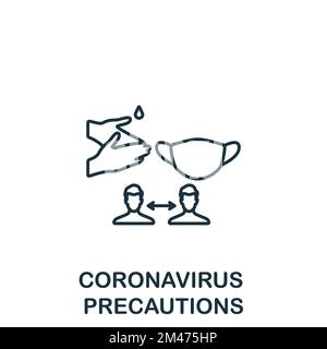 Icône de précautions contre le coronavirus. Monochrome simple Nouvelle icône de normalité pour modèles, web design et infographies Illustration de Vecteur