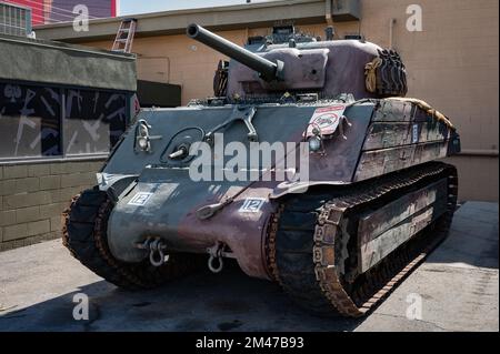 Détail d'un ancien char de combat principal Sherman M4A3 M4 Banque D'Images