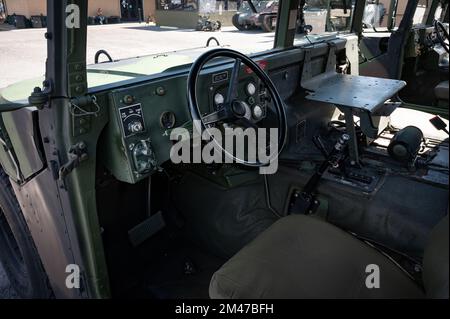 Détail de l'intérieur d'un Humvee militaire Banque D'Images