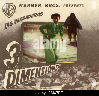 Front of Spanish Herald / Flyer avec effet 3D pour VINCENT PRICE et PHYLLIS KIRK en MAISON DU réalisateur DE CIRE 1953 ANDRÉ DE TOTH photographié dans Natural Vision 3-dimension Bryan Foy Productions pour Warner Bros. Banque D'Images