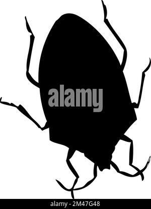 Silhouette de bug. Gros plan détaillé du bogue. Icône de bogue vectoriel sur fond blanc. Illustration de Vecteur