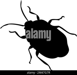 Silhouette de bug. Gros plan détaillé du bogue. Icône de bogue vectoriel sur fond blanc. Illustration de Vecteur