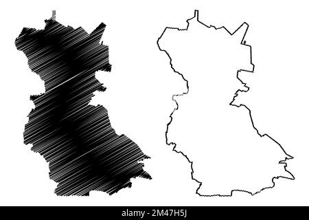 Municipalité de Cuauhtemoc (État libre et souverain de Chihuahua, Mexique, États-Unis mexicains) carte illustration vectorielle, scribble sketch Cuauhtémoc map Illustration de Vecteur