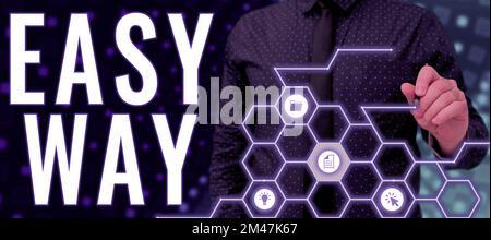 Inspiration montrant le signe facile. Mot écrit sur la prise de décision difficile entre deux méthode de moins et plus d'effort Banque D'Images