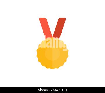 Logo de médaille d'or. Marque de qualité. Badge de récompense. Première place. Réalisation ou attribution de prix. Symbole de la victoire. Motif vectoriel du badge de récompense. Illustration de Vecteur