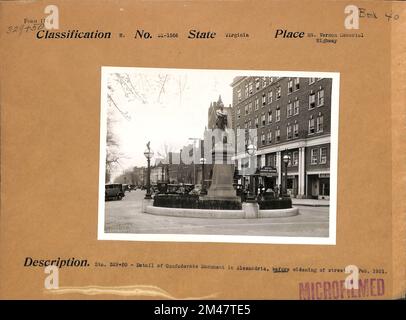 Confederate Monument à Alexandrie, avant l'élargissement de la rue. Légende originale : STA. 329-50 - Confederate Monument à Alexandrie, avant l'élargissement de la rue. 1931 février. État: Virginia place: Mt. Vernon Memorial Highway. 1931-02-01T00:00:00. Banque D'Images