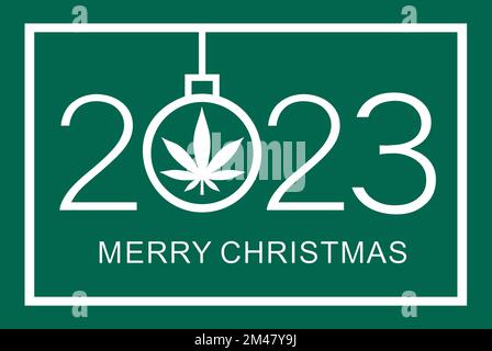 Modèle de création Joyeux Noël. Joyeux Noël 2023. Illustration vectorielle isolée sur fond vert. Illustration de Vecteur
