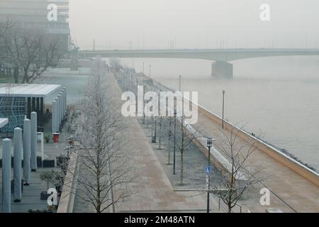 Cologne, Allemagne - 16 décembre 2022: Gelé et brouillard. En ville. Banque D'Images