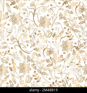 Motif sans couture avec éléments dorés de Noël. Vecteur. Illustration de Vecteur
