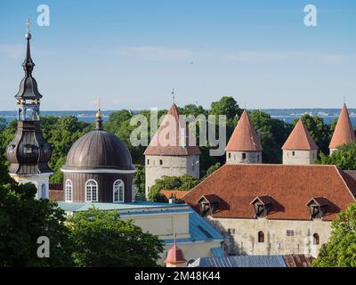 Vue sur le paysage urbain depuis la plate-forme d'observation de Patkuli, vieille ville, Tallinn, Estonie, États baltes, Europe Banque D'Images