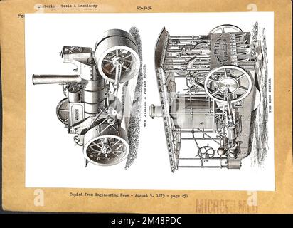 The Aveling & porter Roller, The Ross Roller. Légende originale: 'The Aveling & porter Roller' et 'The Ross Roller' - copié de Engineering News - - 9 août 1879 - page 251. Banque D'Images