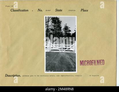 Entrée au domaine de Monticello, près de Charlottesville, Virginie. État: Virginia place: Charlottesville. Banque D'Images